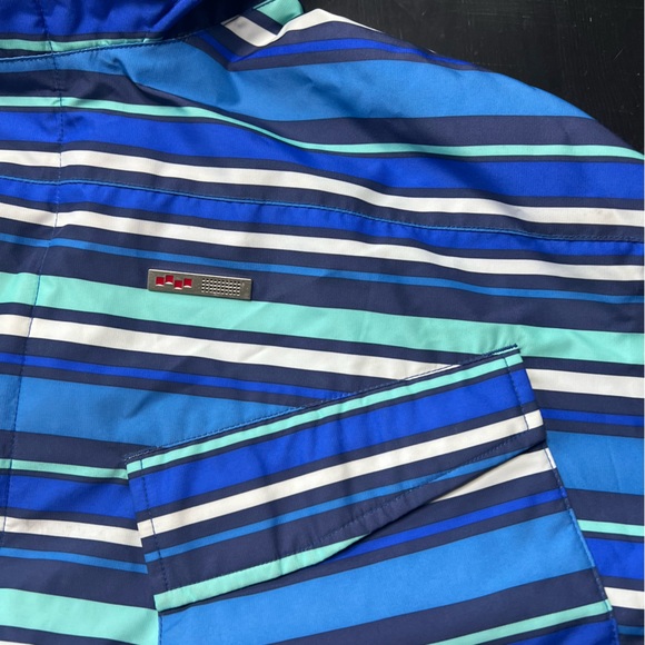 Foursquare blue multi-striped hooded snowboarding jacket size XL. - Picture 14 of 15